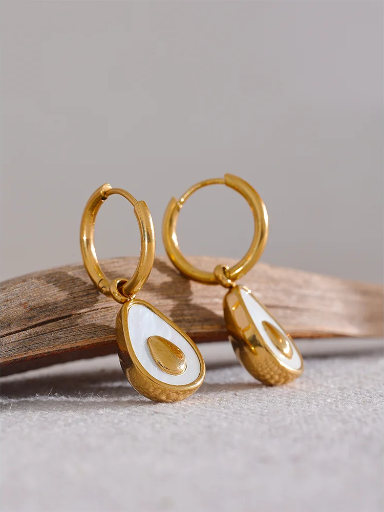 Avocado shell huggie hoop earrings - product image