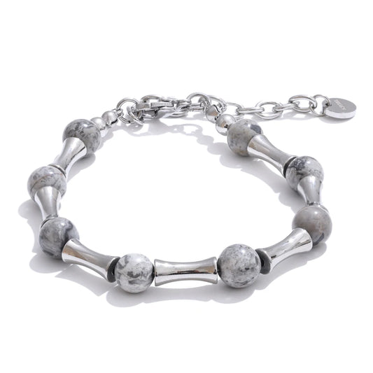 Bamboo natural cat eye stone chain bracelet - product image