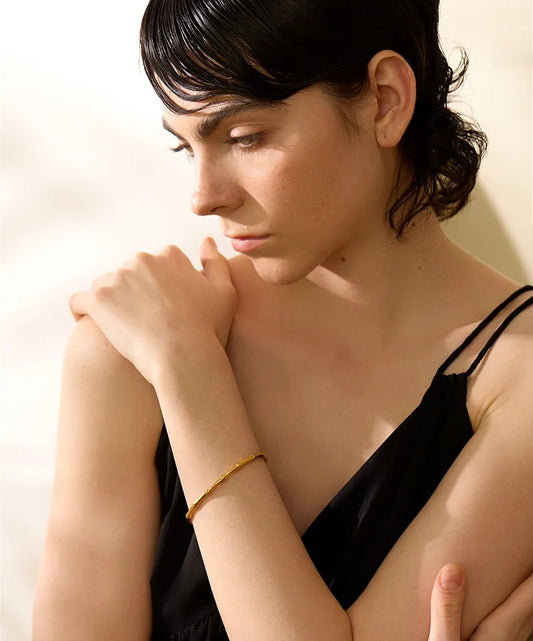 Bamboo texture cuff bangle bracelet - product image