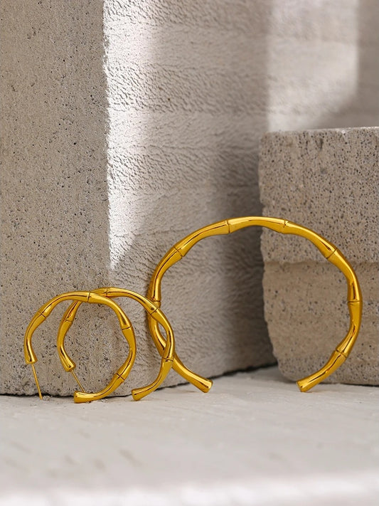 Bamboo texture cuff bangle bracelet - product image