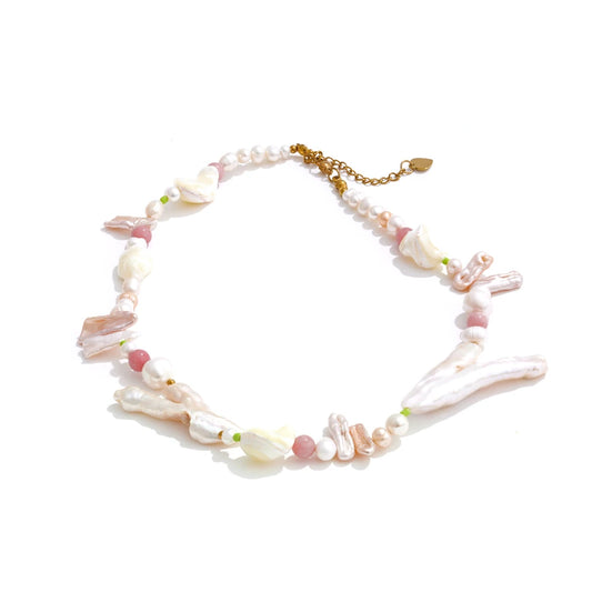 Baroque freshwater pearls chain collar necklace - product image