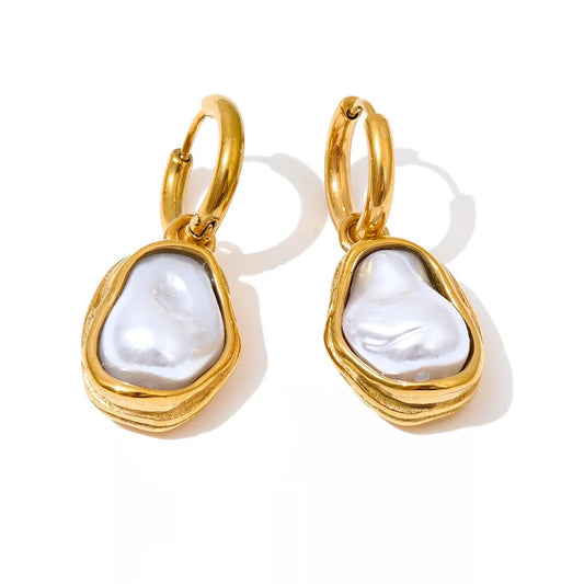 Baroque imitation pearls drop dangle earrings - product image