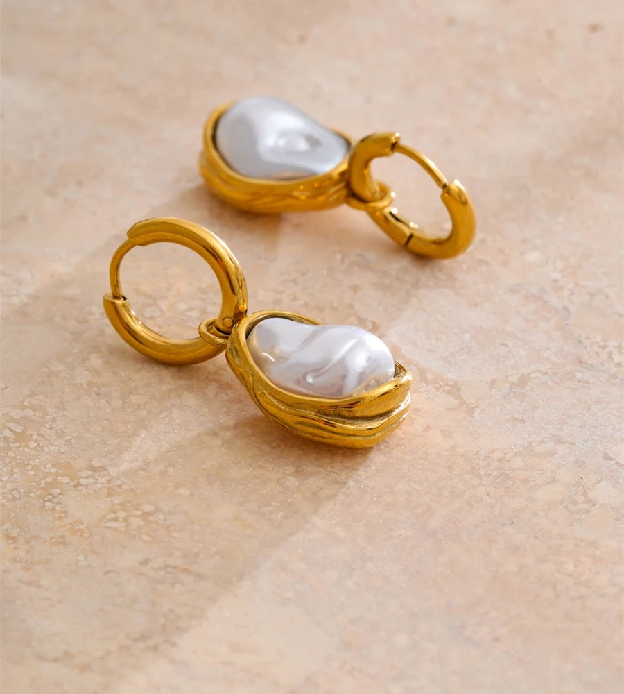 Baroque imitation pearls drop dangle earrings - product image