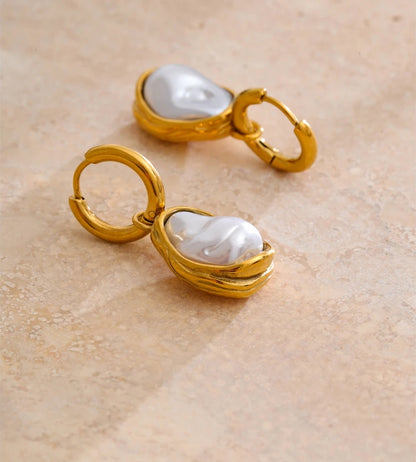Baroque imitation pearls drop dangle earrings - product image