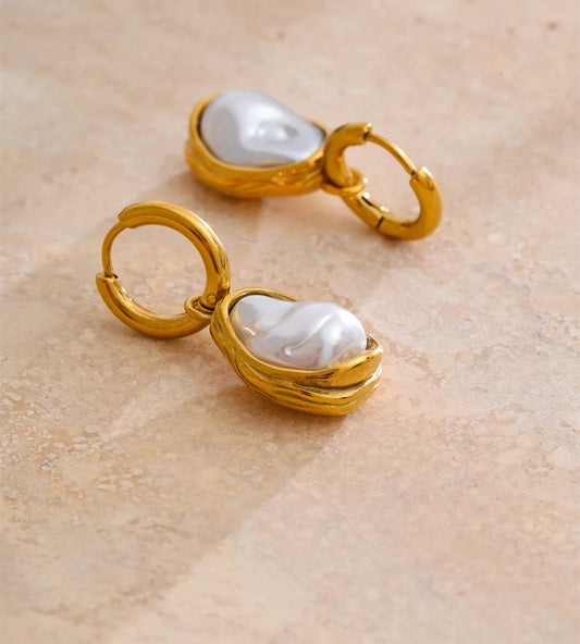 Baroque imitation pearls drop dangle earrings - product image