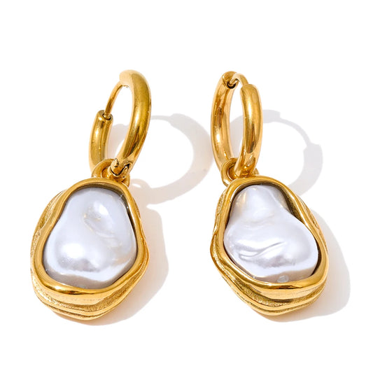 Baroque imitation pearls drop dangle earrings - product image