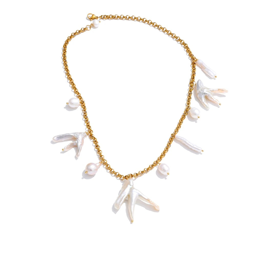 Baroque natural freshwater pearl pendant necklace - product image
