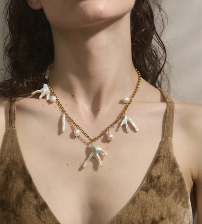 Baroque natural freshwater pearl pendant necklace - product image
