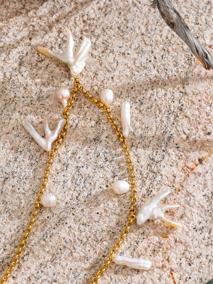 Baroque natural freshwater pearl pendant necklace - product image