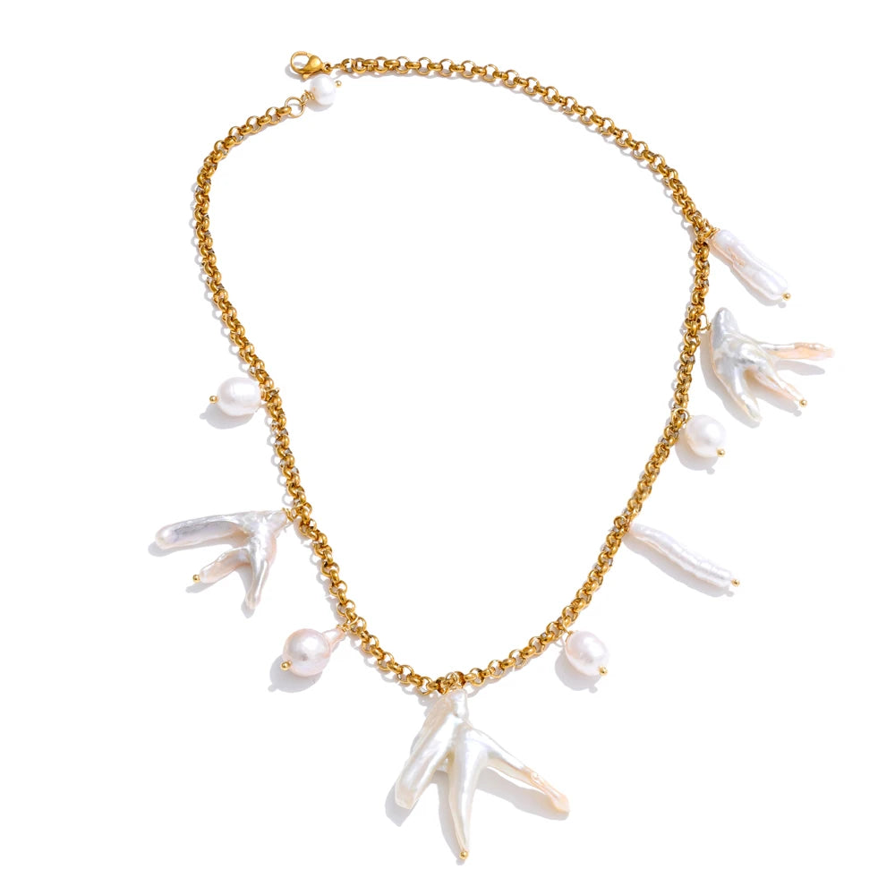 Baroque natural freshwater pearl pendant necklace - product image