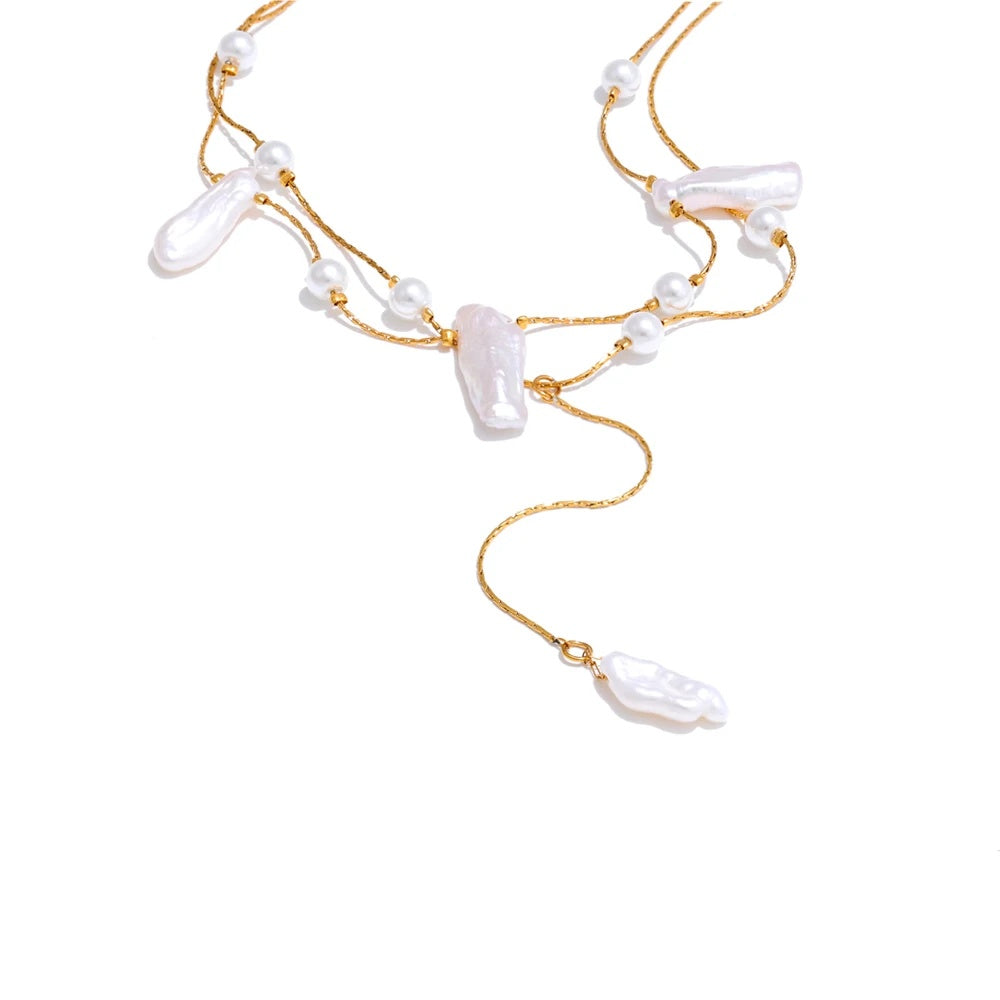Baroque natural freshwater pearls double-layer necklace - product image