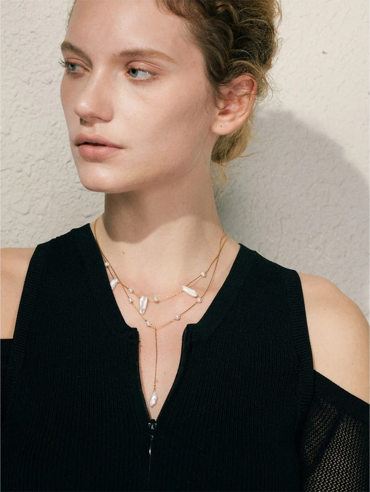 Baroque natural freshwater pearls double-layer necklace - product image