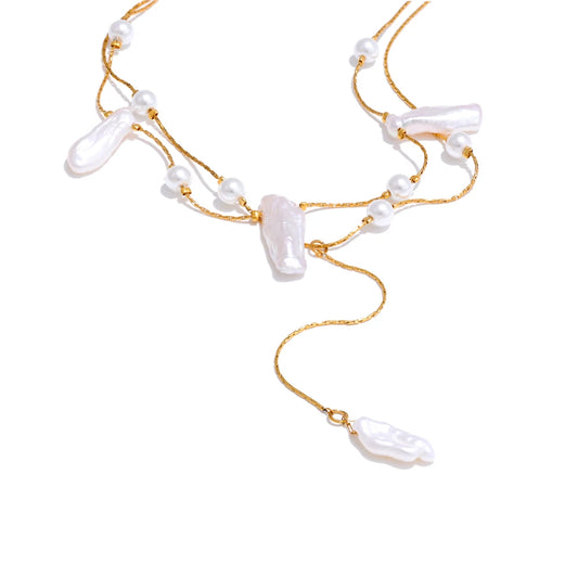 Baroque natural freshwater pearls double-layer necklace - product image