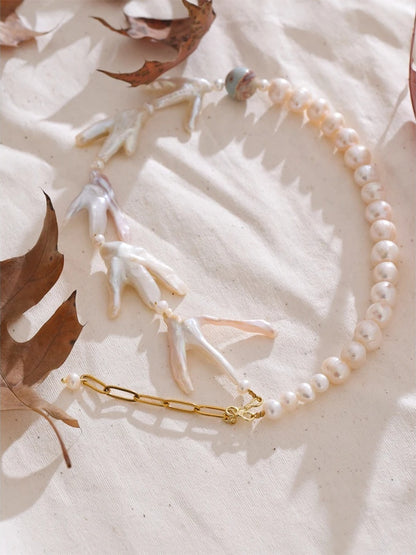 Baroque natural pearl handmade short necklace - product image