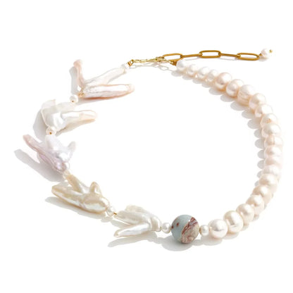 Baroque natural pearl handmade short necklace - product image