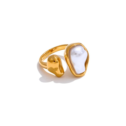 Baroque pearl open adjustable modern ring - product image