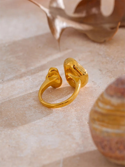 Baroque pearl open adjustable modern ring - product image