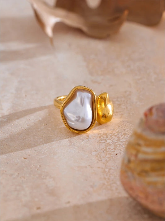Baroque pearl open adjustable modern ring - product image