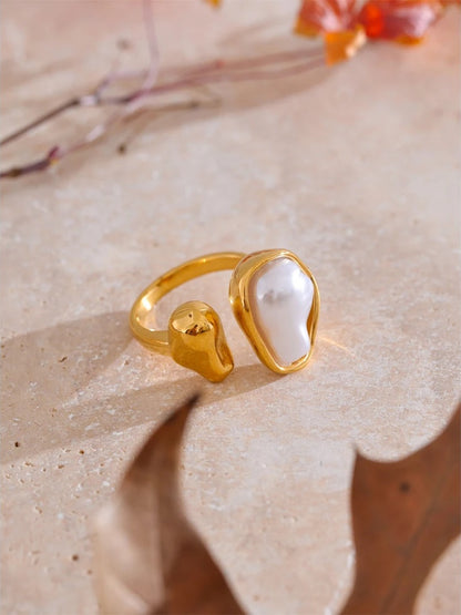 Baroque pearl open adjustable modern ring - product image
