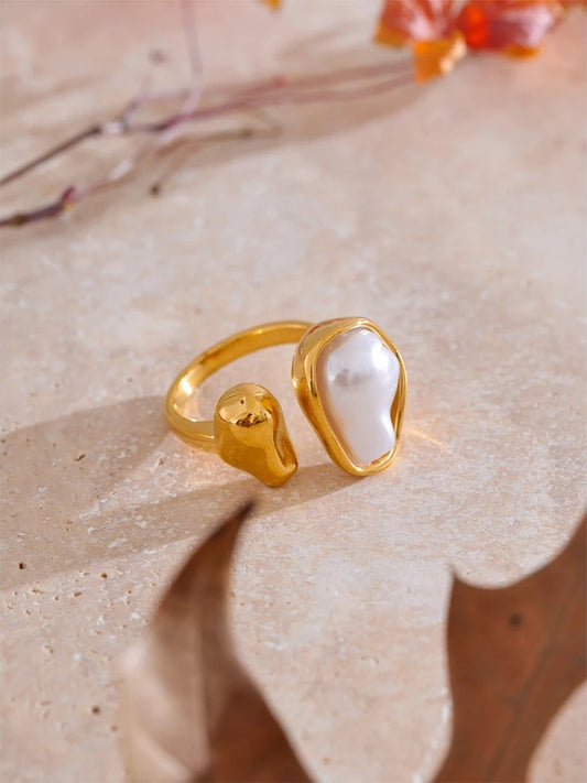 Baroque pearl open adjustable modern ring - product image
