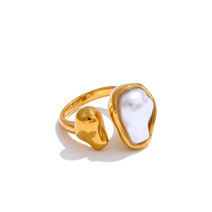 Baroque pearl open adjustable modern ring - product image