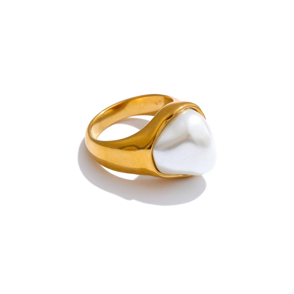 Baroque simulated pearl modern finger ring - product image