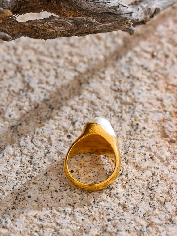 Baroque simulated pearl modern finger ring - product image