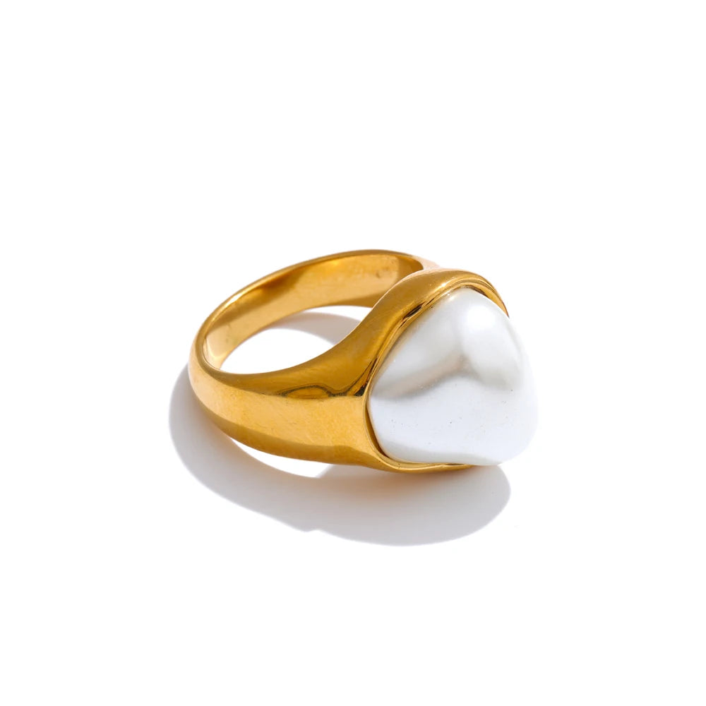 Baroque simulated pearl modern finger ring - product image