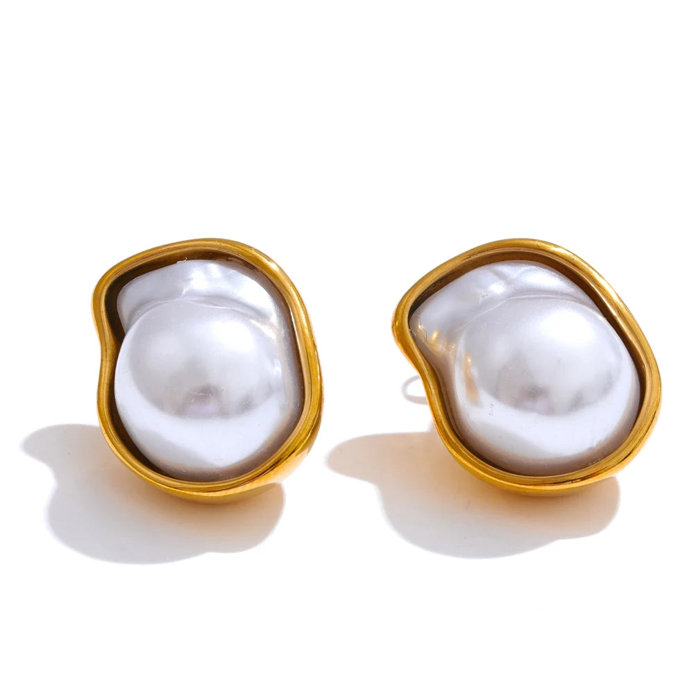 Baroque simulated pearl modern finger ring - product image