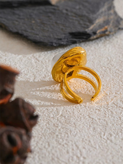 Baroque simulated pearl open resizable ring - product image