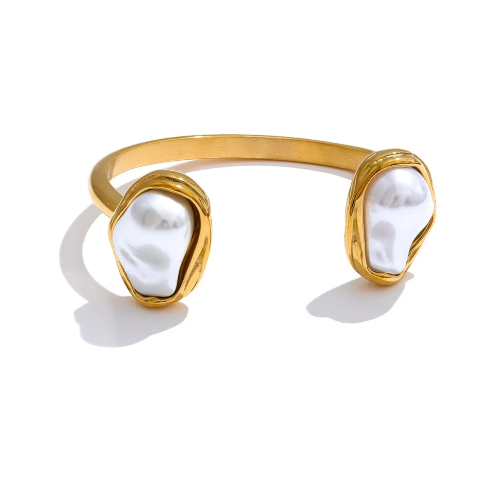 Baroque simulated pearls cuff bracelet - product image