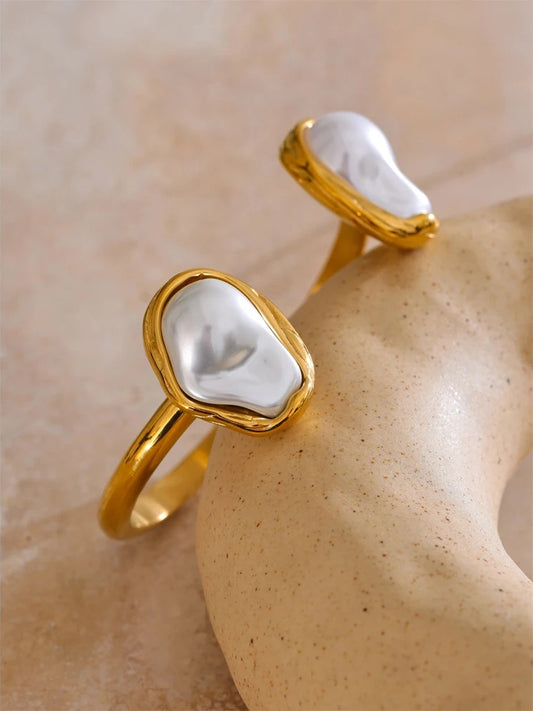 Baroque simulated pearls cuff bracelet - product image