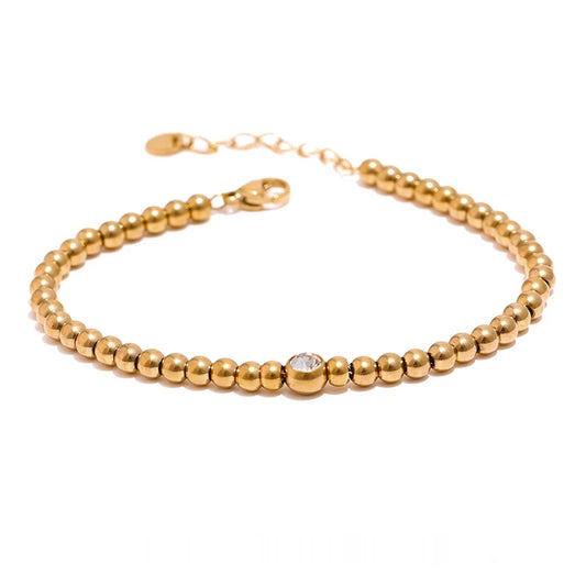 Bead chain cubic zirconia charm bracelet - product image