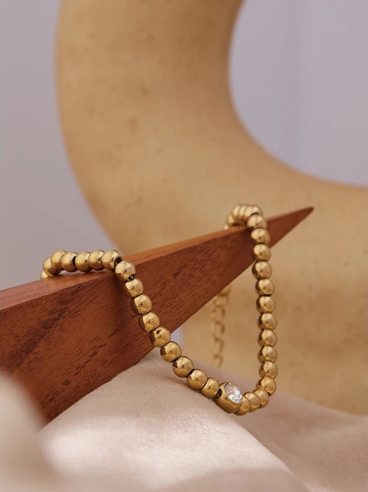 Bead chain cubic zirconia charm bracelet - product image
