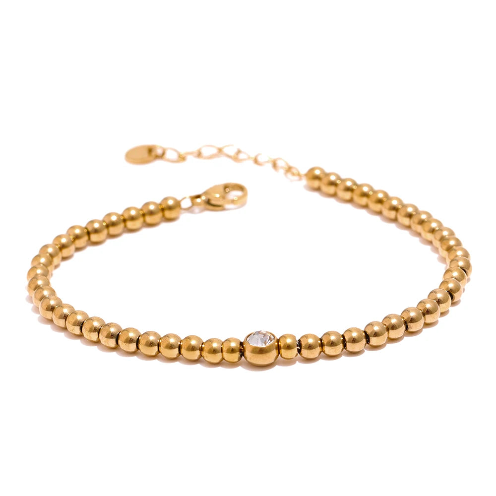 Bead chain cubic zirconia charm bracelet - product image