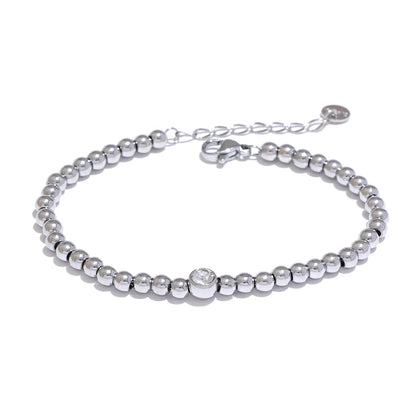 Bead chain cubic zirconia charm bracelet - product image