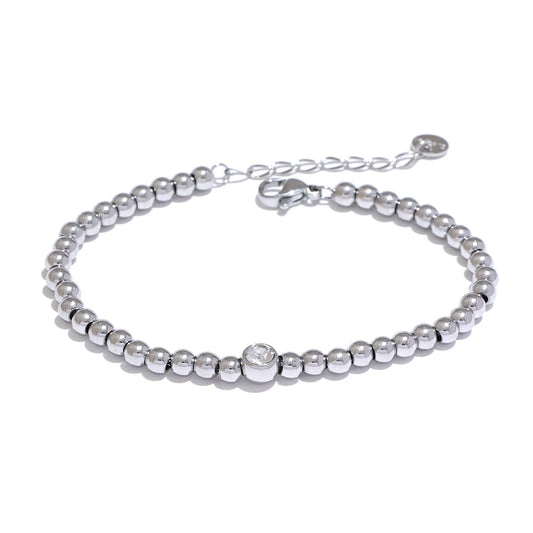 Bead chain cubic zirconia charm bracelet - product image