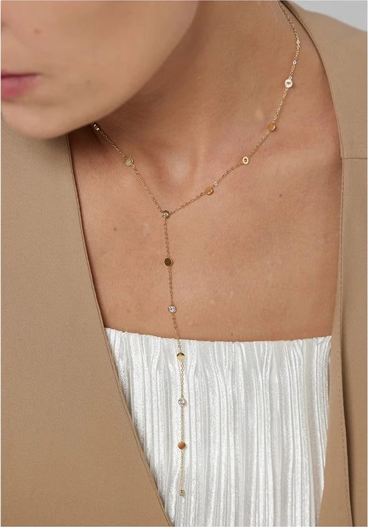Bead long minimalist ball pendant necklace - product image
