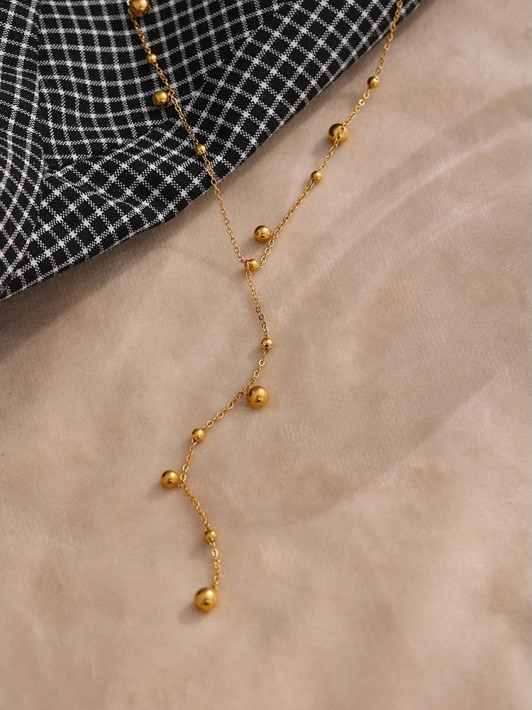 Bead long minimalist ball pendant necklace - product image