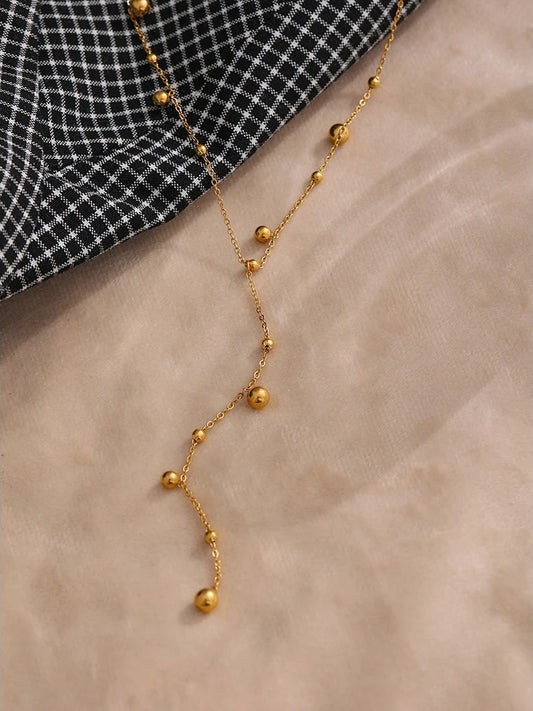 Bead long minimalist ball pendant necklace - product image