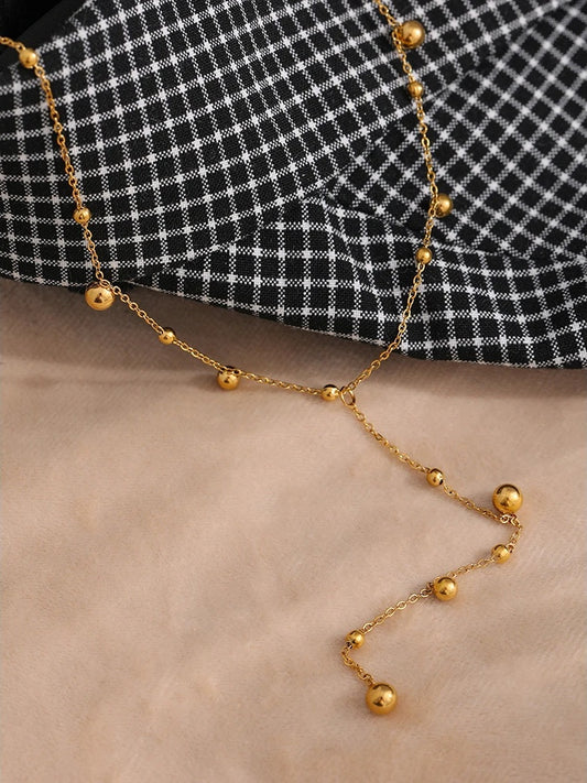 Bead long minimalist ball pendant necklace - product image