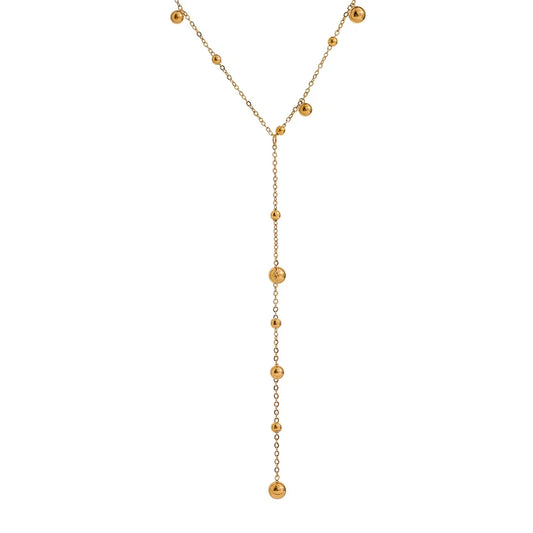 Bead long minimalist ball pendant necklace - product image