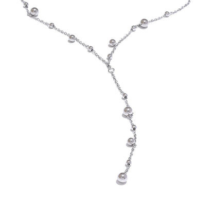 Bead long minimalist ball pendant necklace - product image