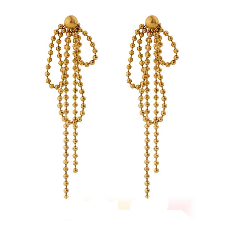Bead tassel modern drop earrings women - product image