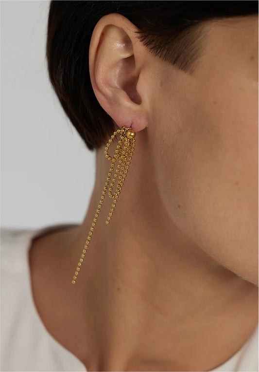 Bead tassel modern drop earrings women - product image