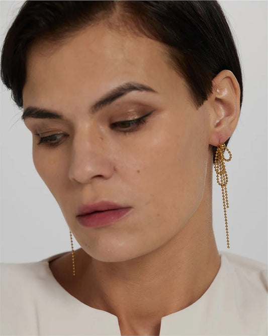 Bead tassel modern drop earrings women - product image