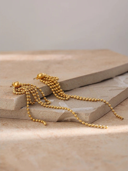 Bead tassel modern drop earrings women - product image