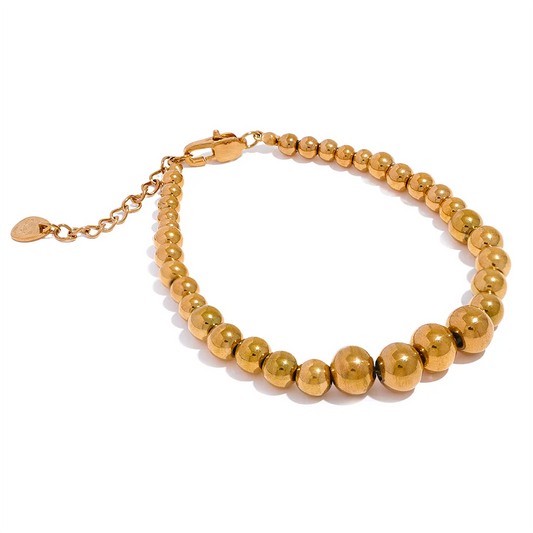 Beaded chain necklace bracelet unisex jewelry set - product image