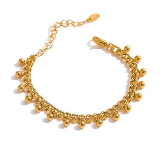 Beaded lobster clasp gold color chain women bracelet - product image