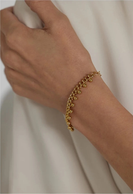 Beaded lobster clasp gold color chain women bracelet - product image